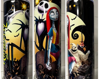 Jack and Sally, Nightmare before Christmas 20oz Skinny Tumbler