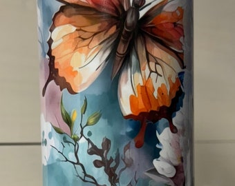 Watercolor Butterflies and Flowers 20 oz Skinny Tumbler