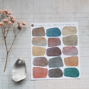 Watercolor Stains / Sticker Dots / Journaling / Scrapbook / Vintage