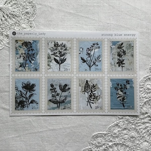 Strong Blue Energy | Vintage Sticker | Journal Sticker | Stamp Stickers