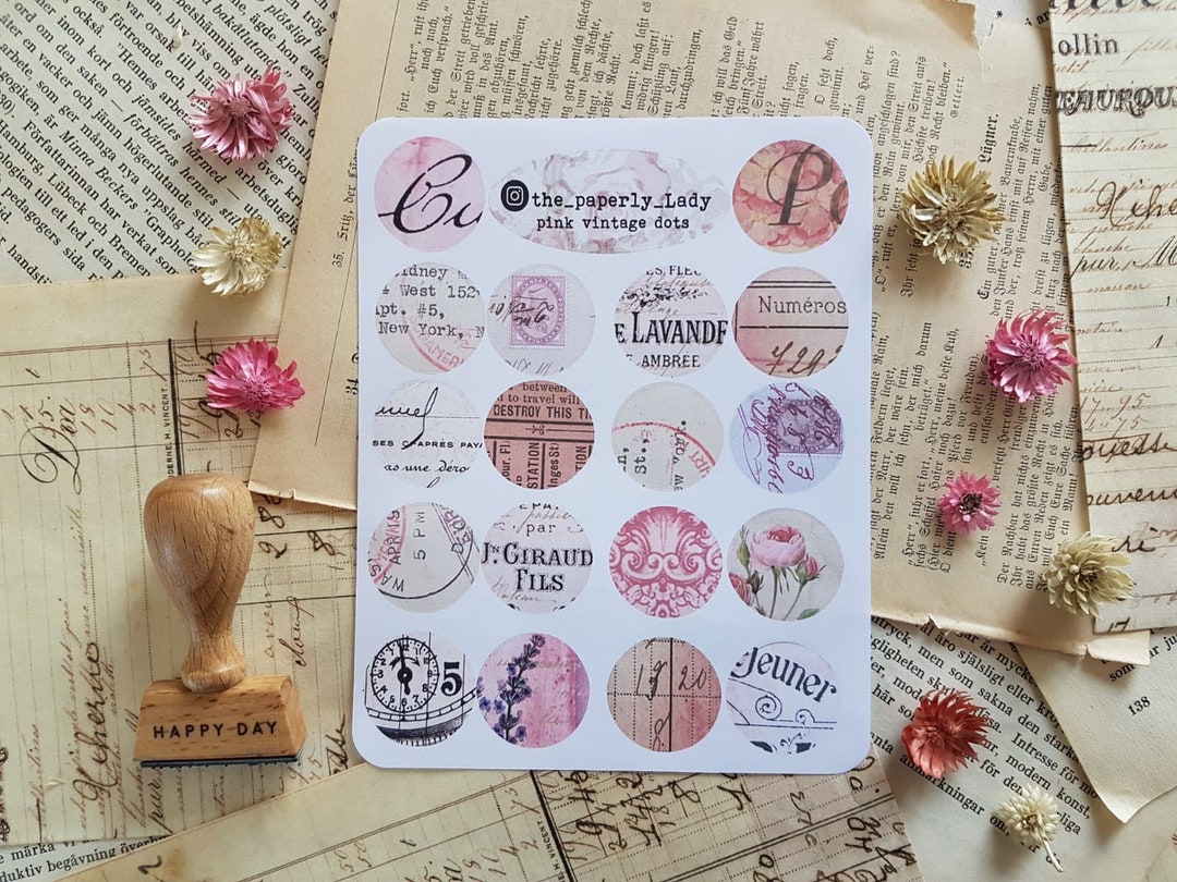 Pink Vintage Sticker Dots | Sticker | Journal Sticker | Sticker ...