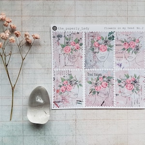Flowers in my Head No.2 / Sticker Stamps / Journaling / Scrapbook / Vintage