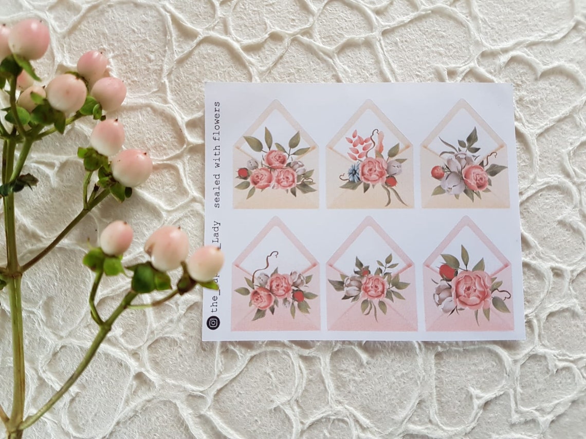 Sealed With Flowers Envelope Stickers Journal Stickers Etsy