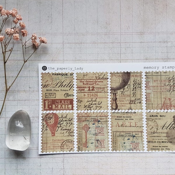 Sellos de memoria / Sticker Briefmarken / Diario / Scrapbook / Vintage