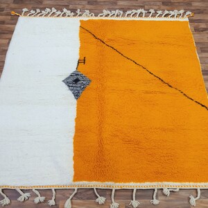 yellow moroccan rug, Berber carpet, Genuine Wool rug, Area rug,Tapis berbere ,Off-White Rug , personalized rug