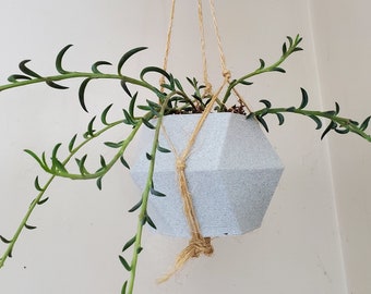 Plantadora hexagonal en espiral personalizada, maceta de interior impresa en 3D con drenaje, no cerámica, plantadora suculenta, plantadora poligonal de planta de interior