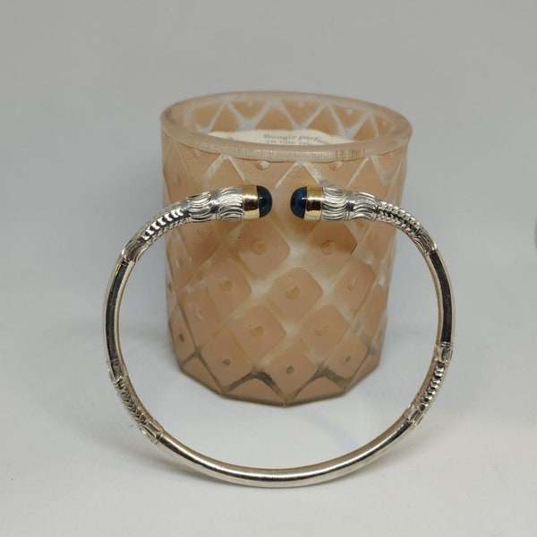 Bracelet jonc Vangovango gasy Modèle traditionnel en Argent et Or Pierre saphir Femme ou Homme