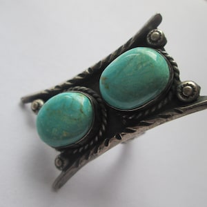 1960s Native Turquoise Sterling Ring size 7