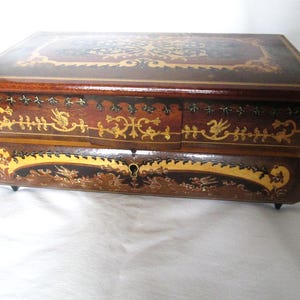 Vintage Italian Inlayed Wood Large Music Jewelry Box