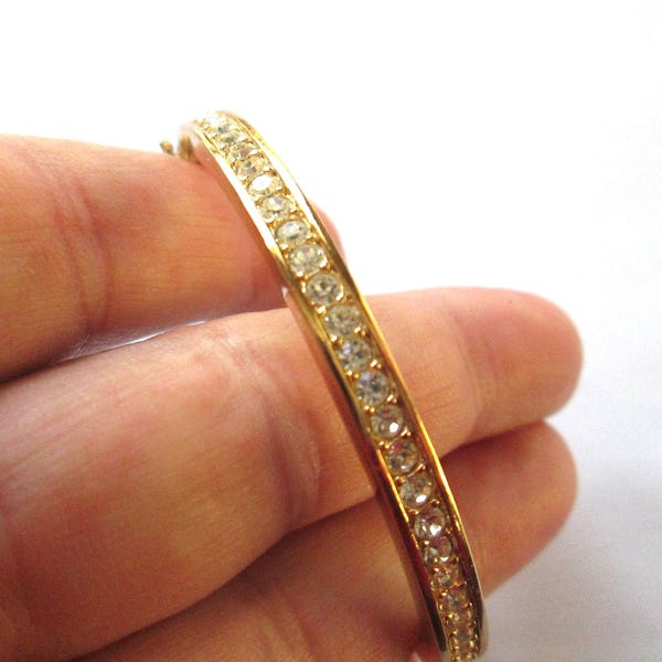 Christian Dior Gold Plated Crystal Hinged Bangle