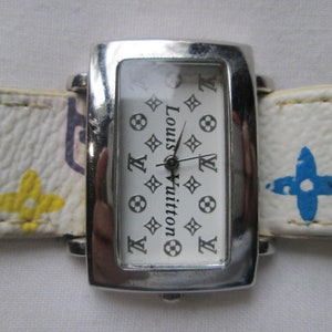 Louis Vuitton White Ceramic Gold Plated Stainless Steel Leather Monterey  LV2 180316 Women's Wristwatch 37 mm Louis Vuitton