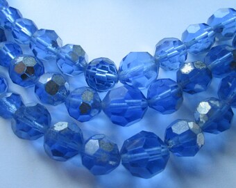 Valjean AB Blue Multi Strand Crystal Glass Beaded Necklace Set