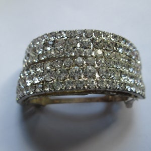 Vintage Pair Rhinestone Clear Hair Clips Barrettes
