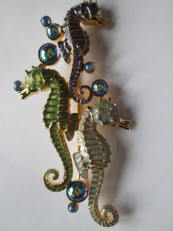 Bob Mackie Enamel Seahorse Brooch