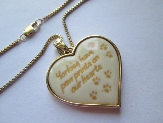 Gold Over Sterling Yorkie Terrier Dog Heart Neckl… - image 2