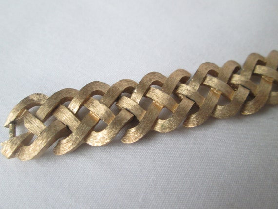 Crown Trifari Gold Tone Weave Wide Bracelet - image 2