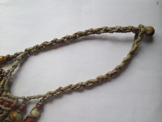 1970s Hand Made Macramé Trade Beaded 16" Necklace - image 3