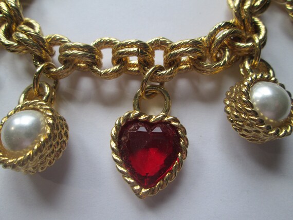 Vintage Givenchy Toggle Clasp Heart Charm Crystal… - image 4