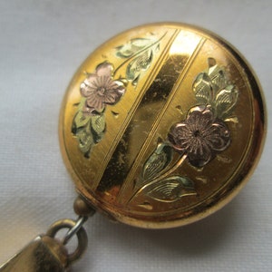 Antique Engraved Flower Retractable Mechanical Pencil Fob Brooch