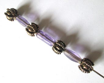 Vintage Brass Czech Purple Glass Bead Hat Pin