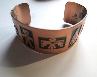 Vintage Native American Copper Thunderbird Cuff Bracelet