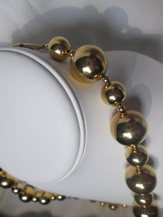 Huge Monet Gold Tone Heavy Bead 28" Necklace