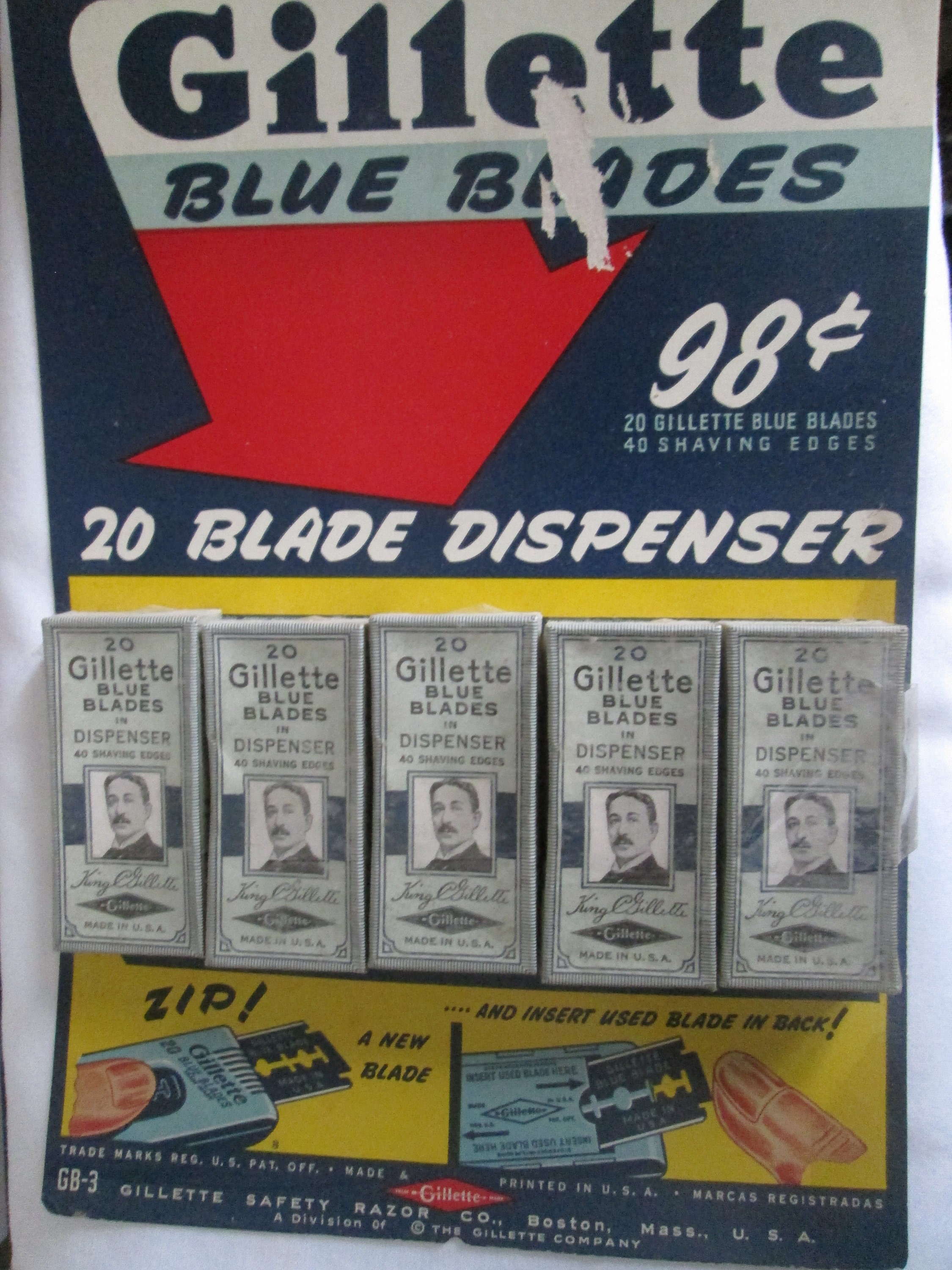 1930s Gillette Razor Blue Blades Advertising Board With Blades - Etsy