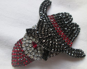 Butler Wilson Western Cowboy Brooch Rhinestones