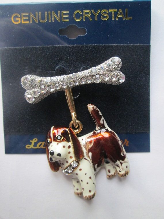 Lauren Spencer Austrian Crystal Enamel Hound Dog B