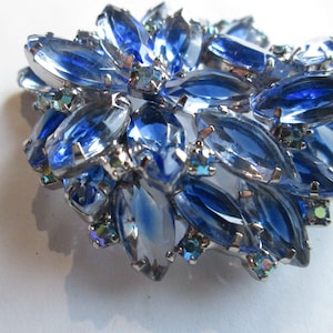 D&E Juliana Blue Open Back Layered Rhinestone Brooch
