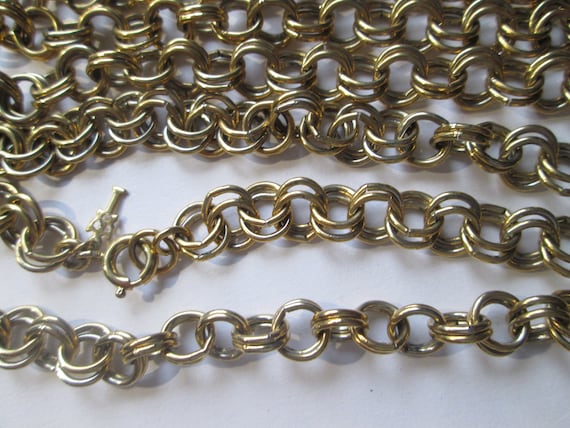 Vintage Trifari Layering Gold Tone 54" Long Neckl… - image 1