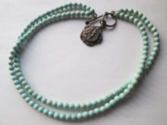 Antique Natural Persian Turquoise 2 Strand Beaded… - image 3