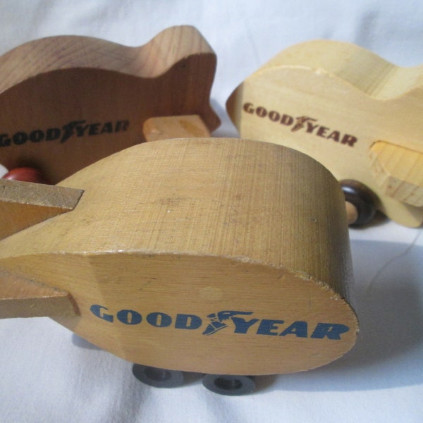 Goodyear Wood Toy Blimp LOT Of 3