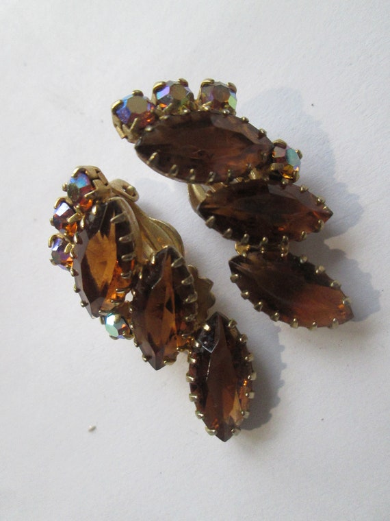 Juliana Golden Topaz Rhinestone Dogtooth Clip Earr