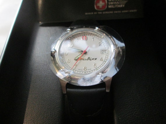 Wenger Deka Swiss Military Watch Black Leather Ba… - image 4