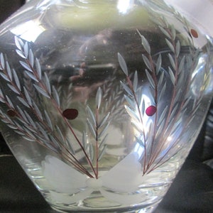 Romania Crystal Etched Berry Painted Water Pitcher