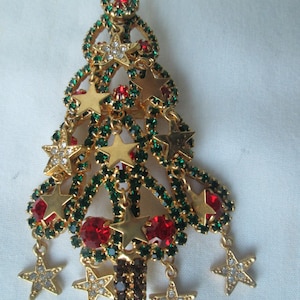 Large Kirks Folly Christmas Tree 4&quot; Brooch Dangle Star Ornaments