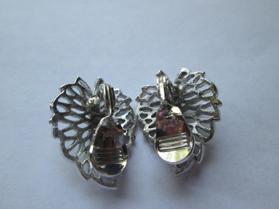 Monet Silver Tone Leaf Clip Earrings - image 2