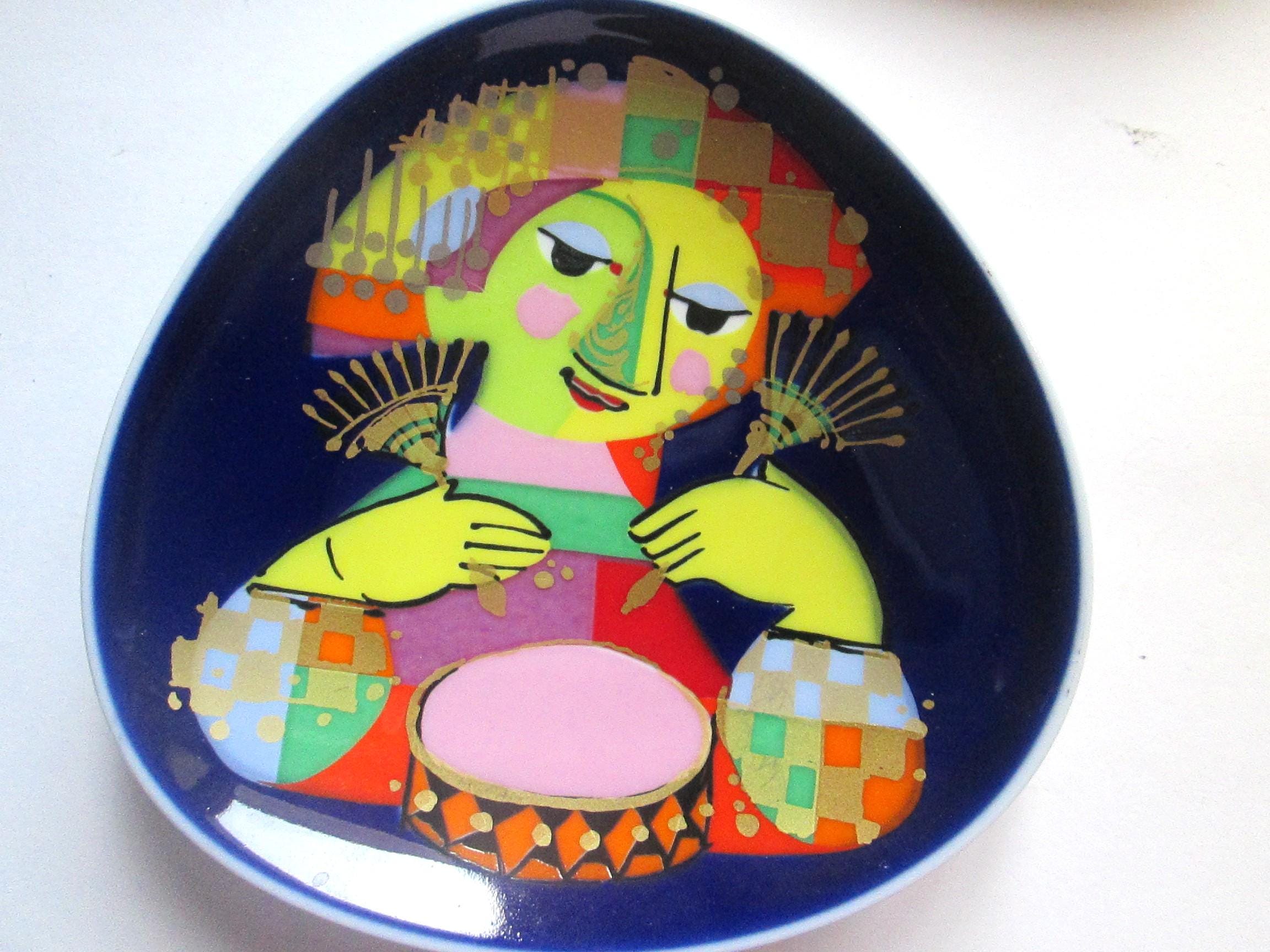 【フランスブロカント】猫とねずみとフクロウの絵皿 フランスブロカント】猫とねずみとフクロウの絵皿 ヴィンテージ 陶器