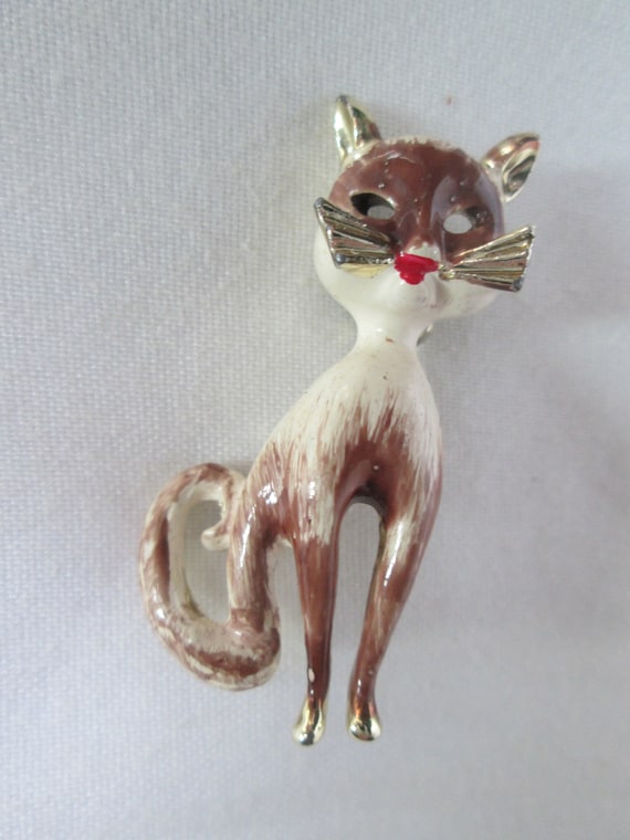 1960s Siamese Cat Enamel Scatter Pin Brooch