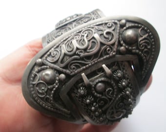 Antique Victorian 800 Silver Belt Buckle Bracelet