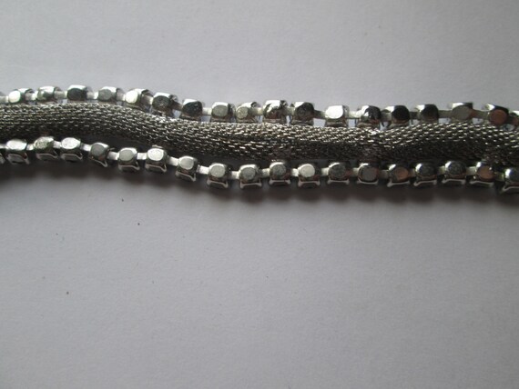Signed Coro Silver Tone Mesh Blue Rhinestone Bracelet - Etsy display picture 1