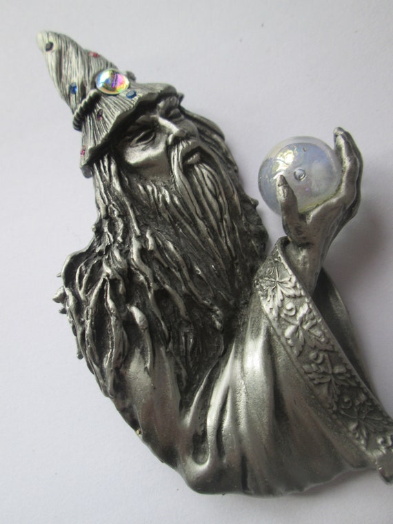 Large JJ Pewter Wizard Brooch