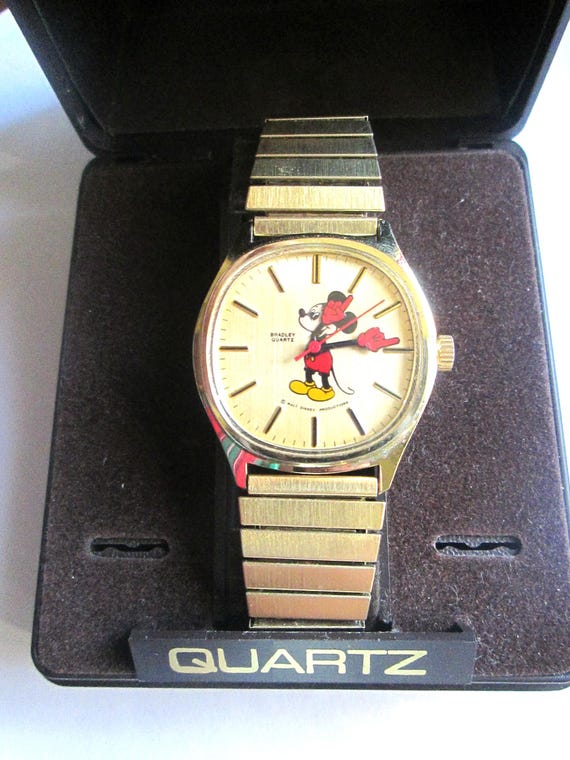 1970s Bradley Gold Mickey Mouse Watch In Box