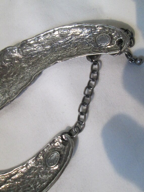 Signed Paris Hammered Silver Agate Brutalist Mode… - image 4