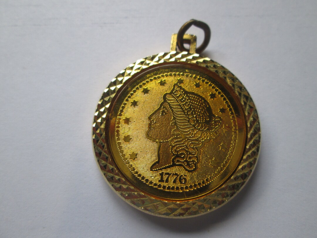 Vintage 1776 Twenty Gold Tone Coin Pendant - Etsy