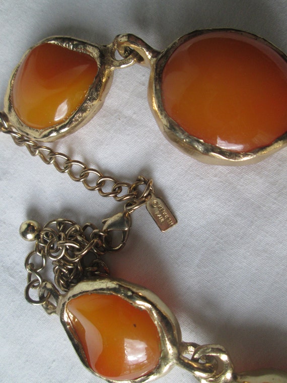 1960s Kenneth Jay Lane KJL Orange Gold Chunky Nec… - image 2