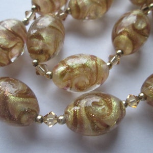 Venetian Murano Glass Gold Foil 925 Sterling Beaded Necklace SET