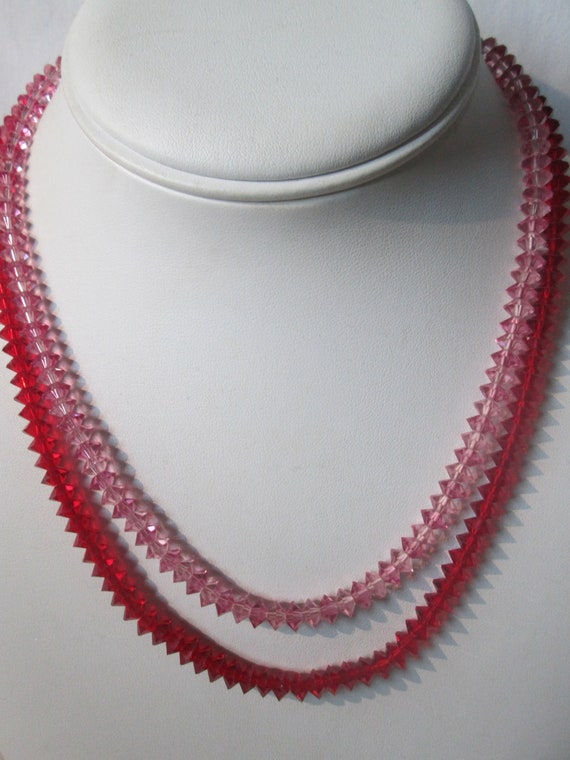 Vintage crystal Pink Red Layering Necklace