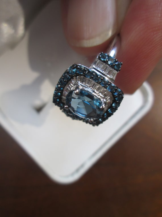 Vintage signed P Star M  Sapphire Blue Clear Ring… - image 3